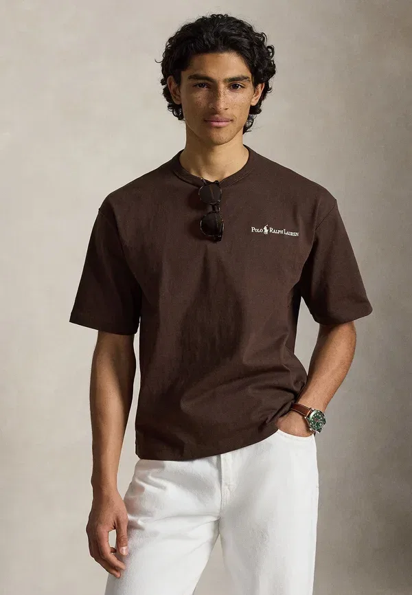 Футболка хлопковая Relaxed fit logo jersey t-shirt Polo Ralph Lauren, nutmeg brown, коричневый