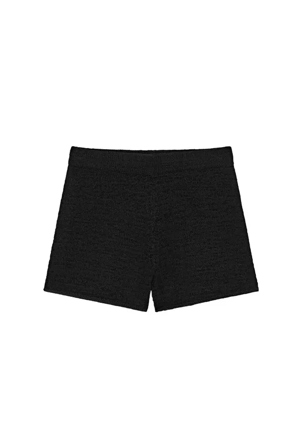 Шорты хлопковые Textured knit shorts Massimo Dutti, черный