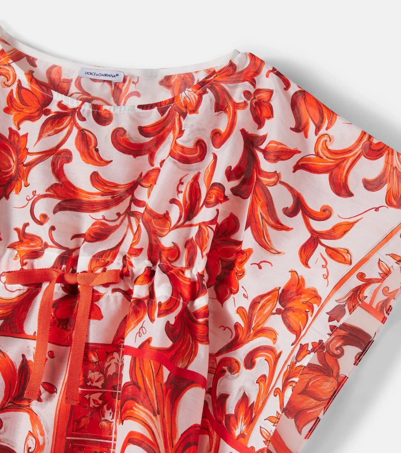 Кафтан хлопковый Mix Maiolica Dolce&Gabbana Kids, оранжевый — фото 3