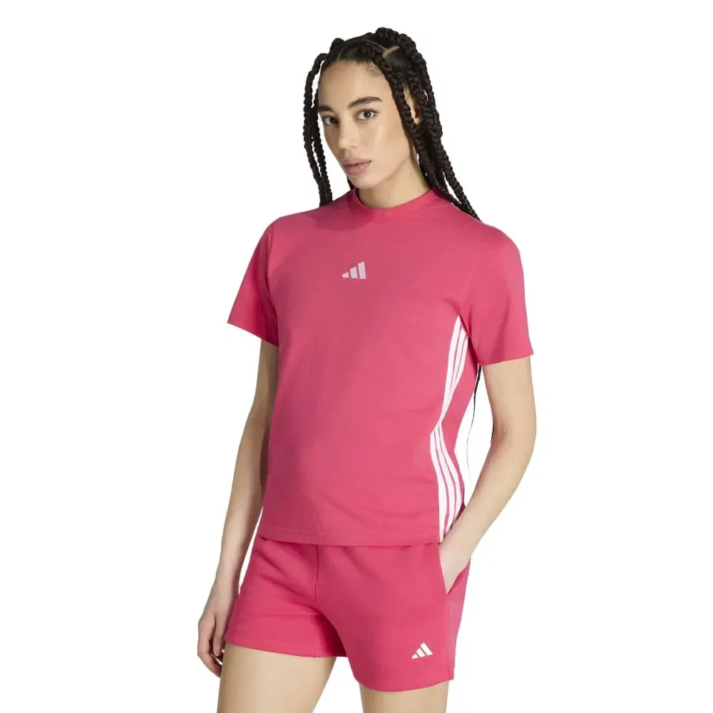 Футболка с коротким рукавом Adidas Essentials 3 Stripes Cotton, розовый