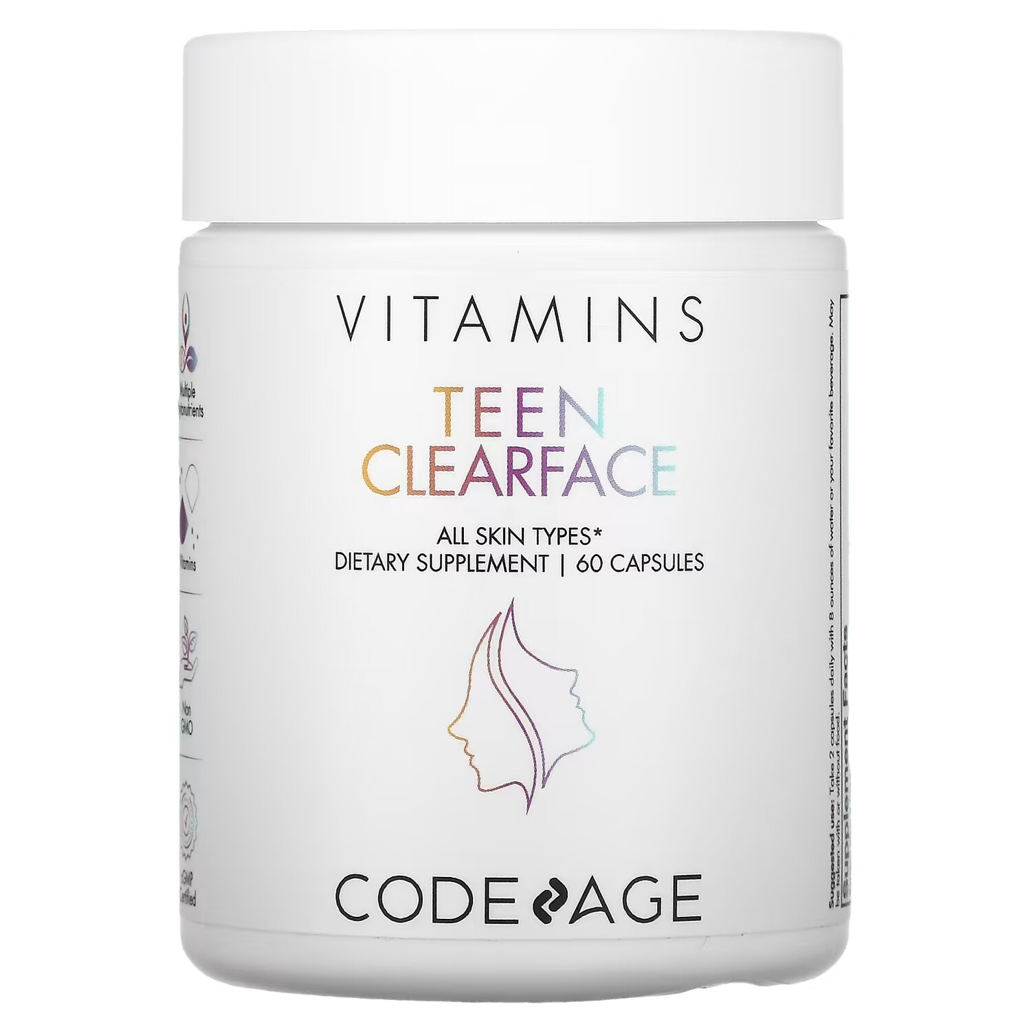 

Codeage Teen Clearface Vitamins для всех типов кожи, 60 капсул