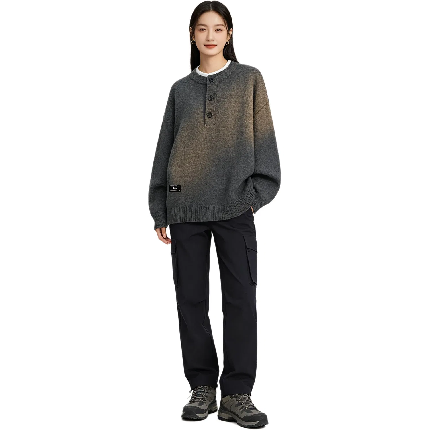 Детский свитер с круглым вырезом, свободного кроя, модель Leisure Collection, Jeep, Carbon Gray — фото 4