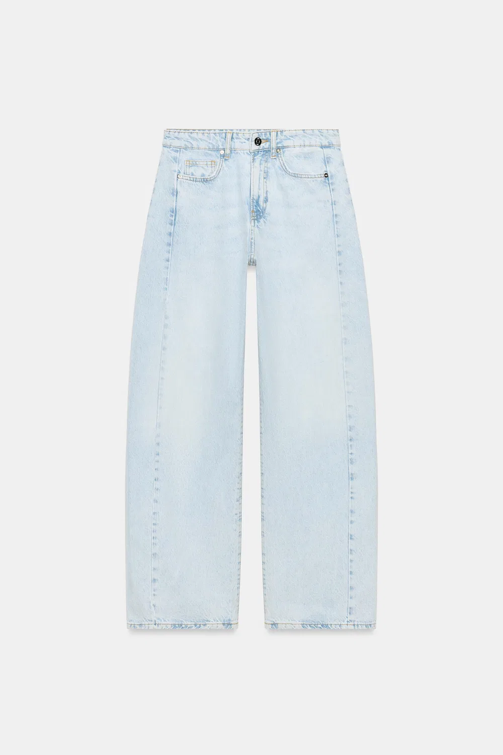 Джинсы-бочонки с высокой талией Z1975 ZARA, Light blue — фото 2