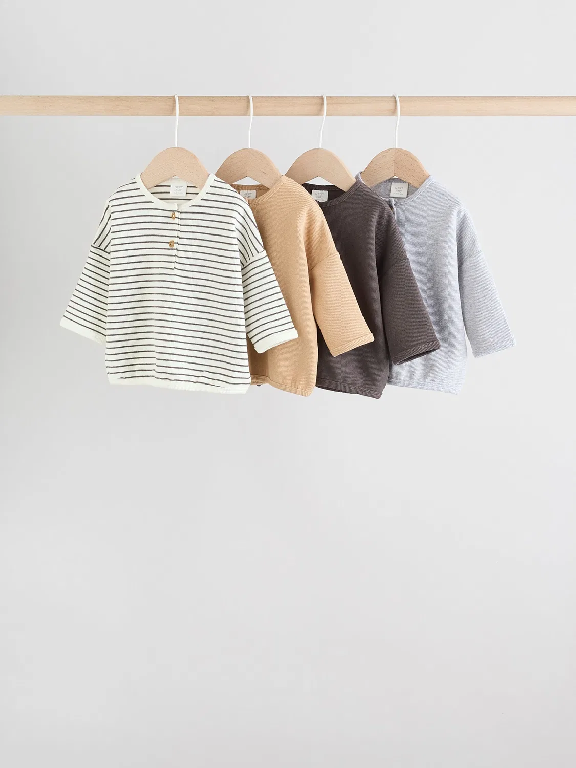 Комплект из 4 футболок с длинным рукавом, полоска, Mono Stripe Next, монохромный