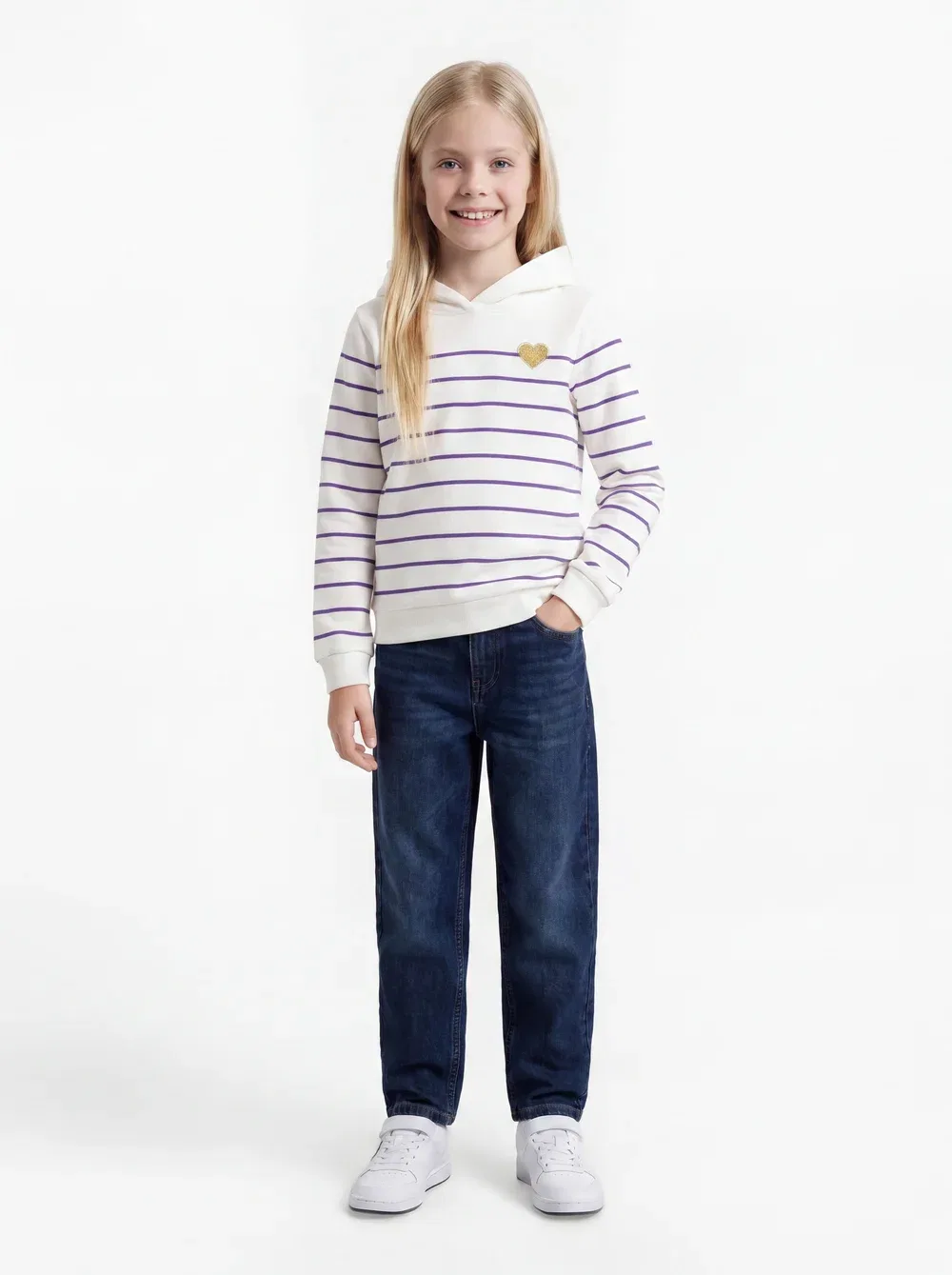 Худи Kogadelle amour stripe Only Girls, Off-White/Purple