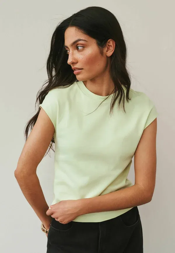 Футболка хлопковая Capped sleeve crew neck Next, lime green, зеленый