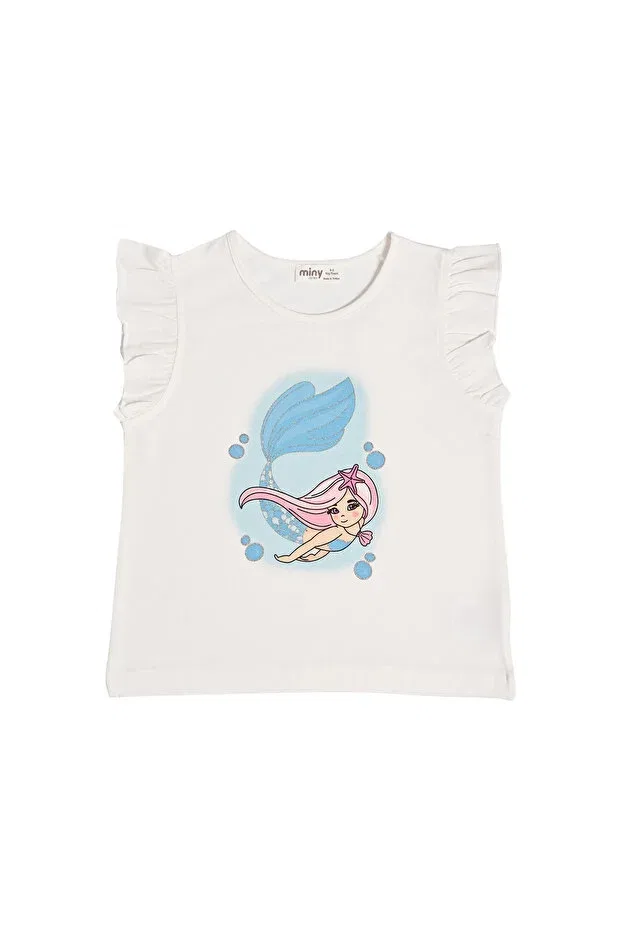 Детская футболка с воланами Ruffle White T-Shirt Minycenter, White — фото 2