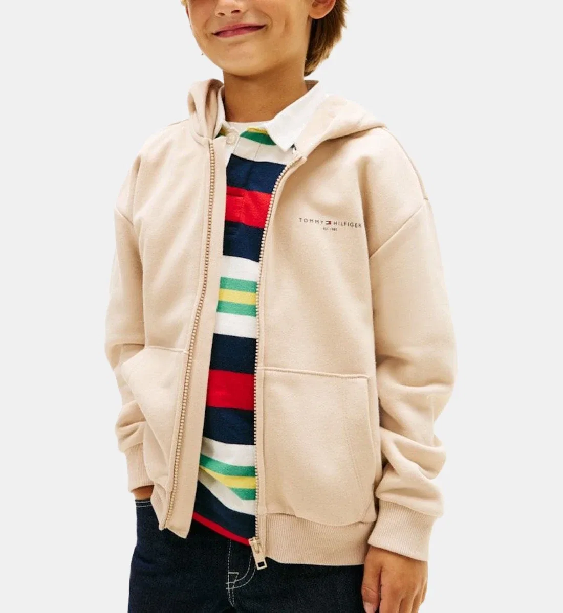 Фирменный свитшот из смесового хлопка Tommy Hilfiger, бежевый — фото 2