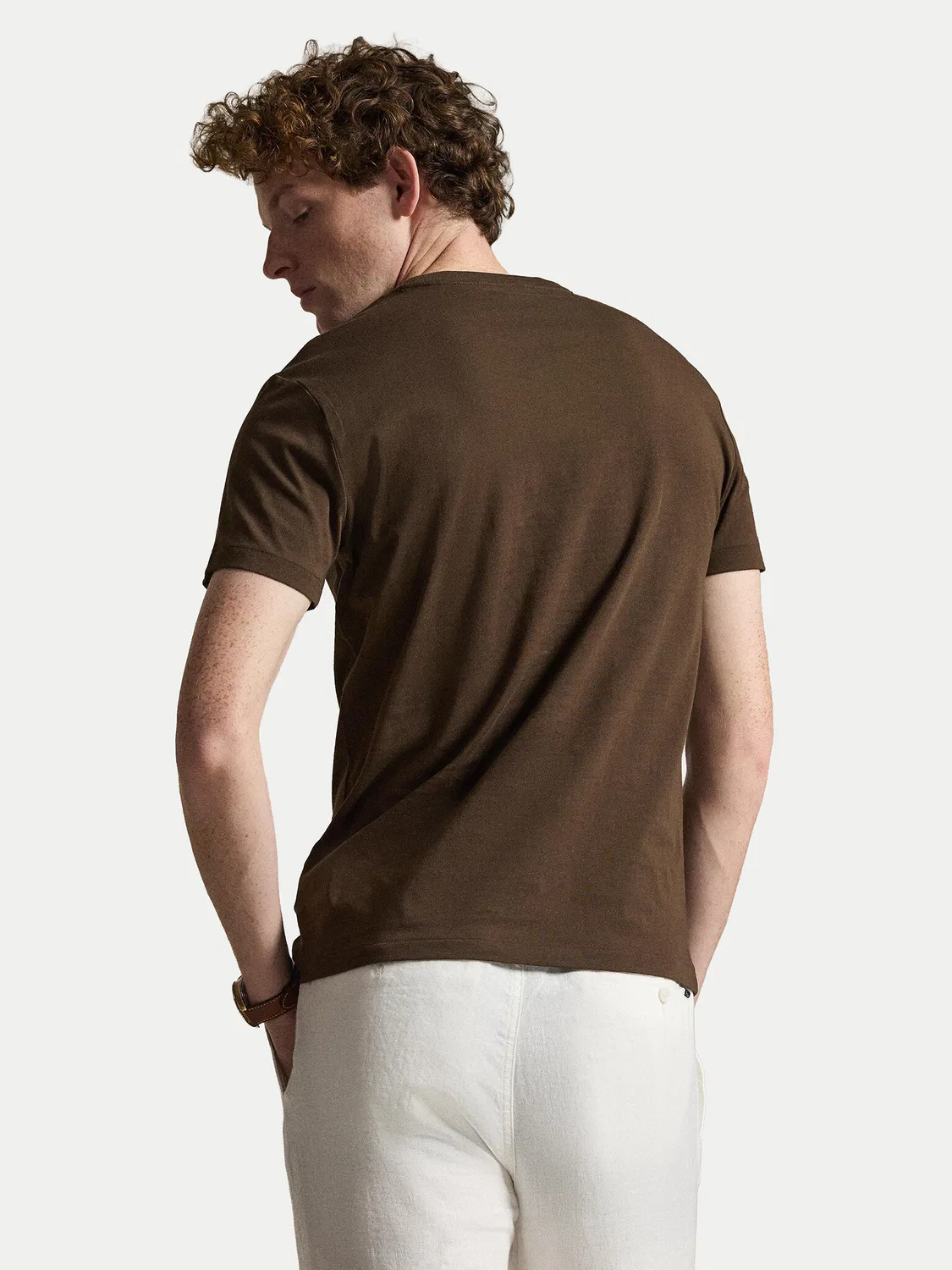Мужская футболка приталенного кроя Polo Ralph Lauren, темно-коричневый — фото 3