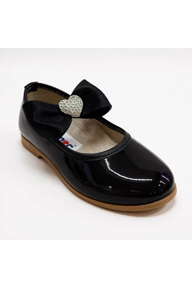 Детские балетки для девочек с ортопедической стелькой Heart-Shaped Orthopedic Tekiner, Black
