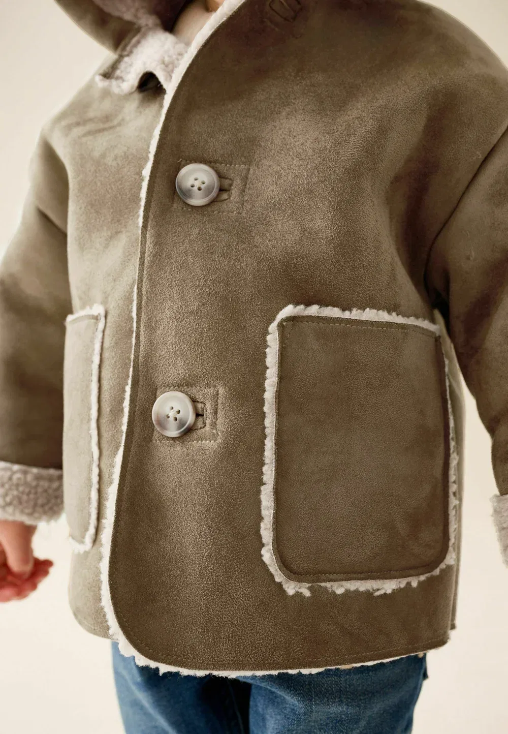 Пальто из искусственной замши - куртка из искусственной кожи Next, Tan Brown — фото 4