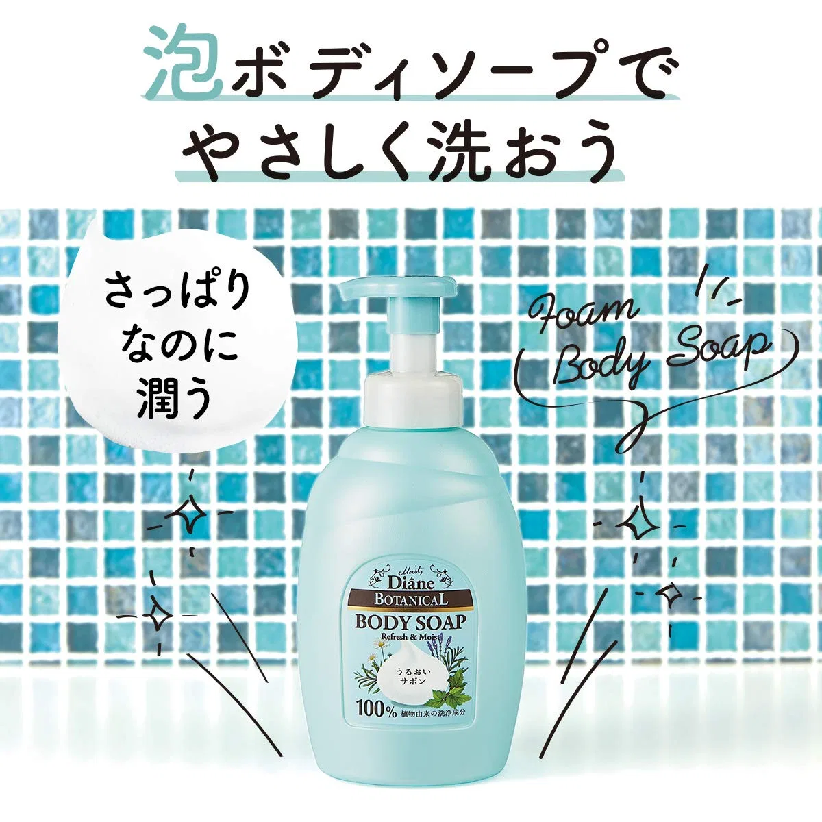 Пенка для тела Moist Diane Botanical Foam Body Soap, 700 мл, Refresh & Moist — фото 3