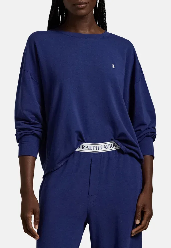 Комплект пижамы хлопковый Wide leg, Polo Ralph Lauren, темно-синий — фото 4