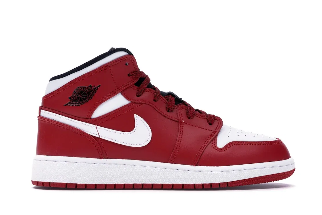 Детские кроссовки Lifestyle с классическим цветовым блоком Jordan 1 Mid Chicago, Gym Red/White-Black