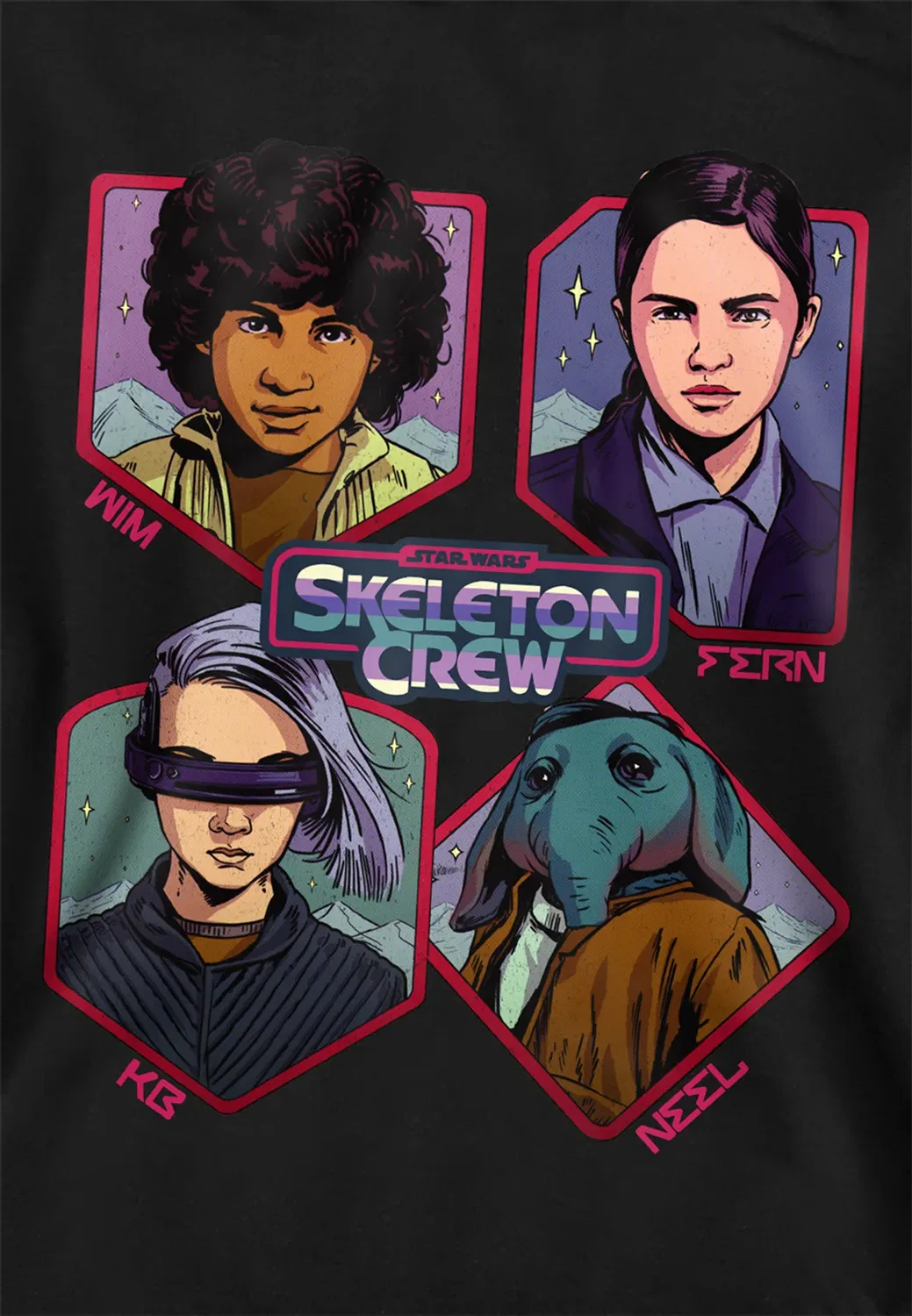Детский худи с принтом Star Wars: Skeleton Crew Disney, Black — фото 2