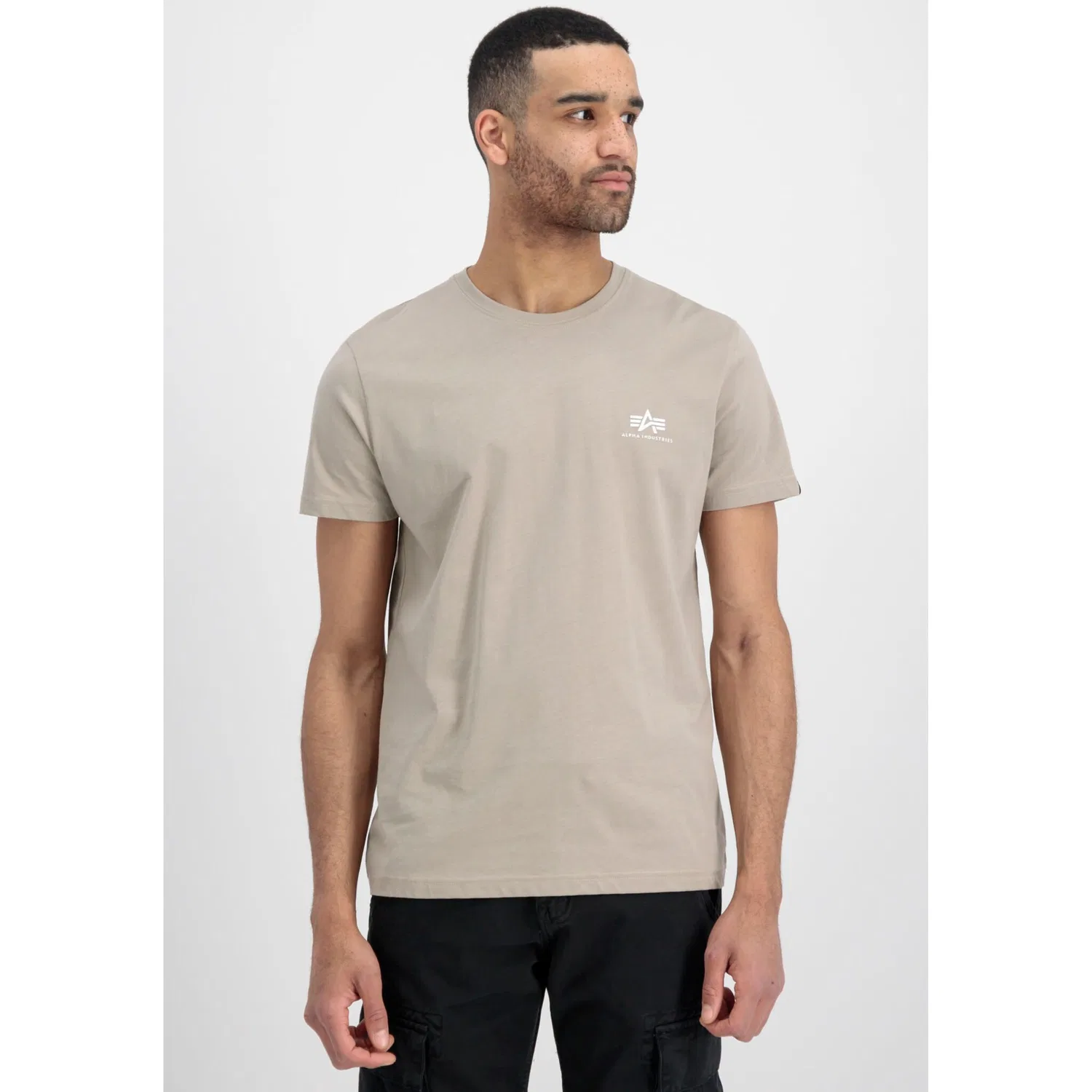 Детская хлопковая облегающая футболка с принтом Alpha Industries, Vintage Sand