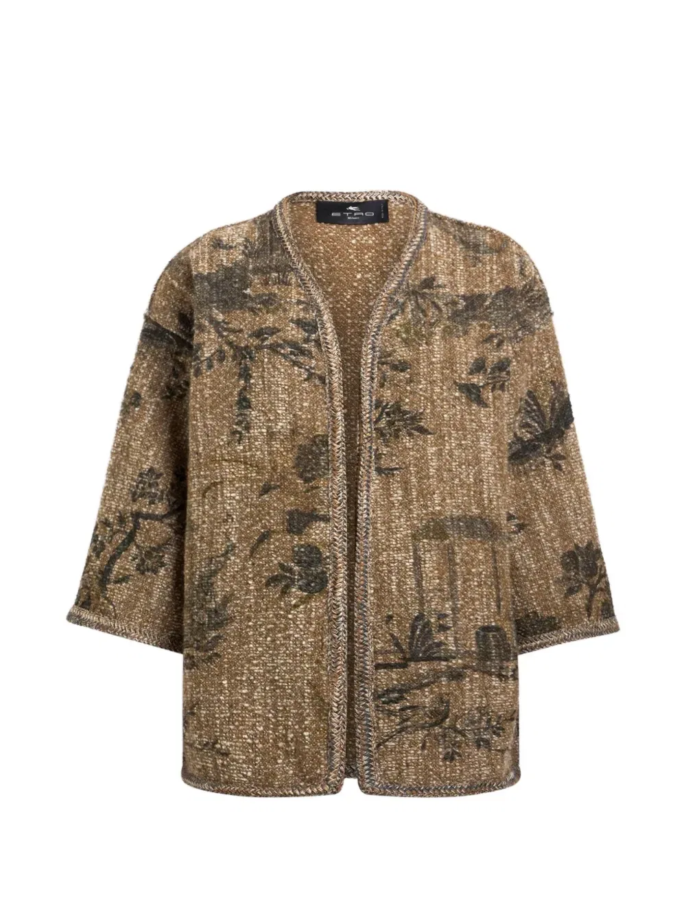 Жакет из букле с цветочным и анималистическим мивом Etro, бежевый