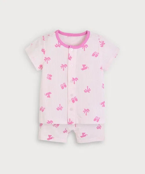 Детский комплект из футболки и шорт с принтом пальмы, модель Vocation, moimoln, Pink