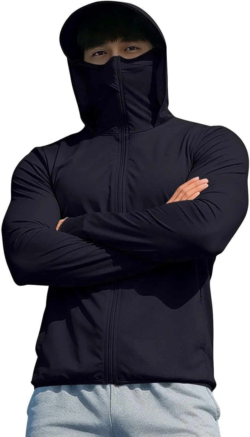Флисовая кофта с капюшоном UPF 50+, Generic, A02_black, with Mask