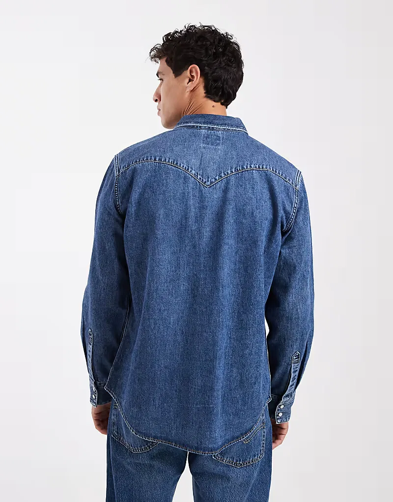 Джинсовая рубашка Levi's Barstow в стиле вестерн, средне-синий — фото 3