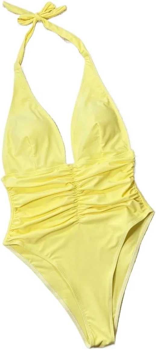 Женский монокини с утяжкой на бретелях, Yellow — фото 4