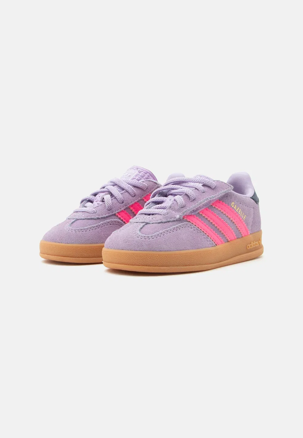 Gazelle indoor cf el i unisex - детская обувь Adidas Originals, Powder Plum/Lucid Pink — фото 2