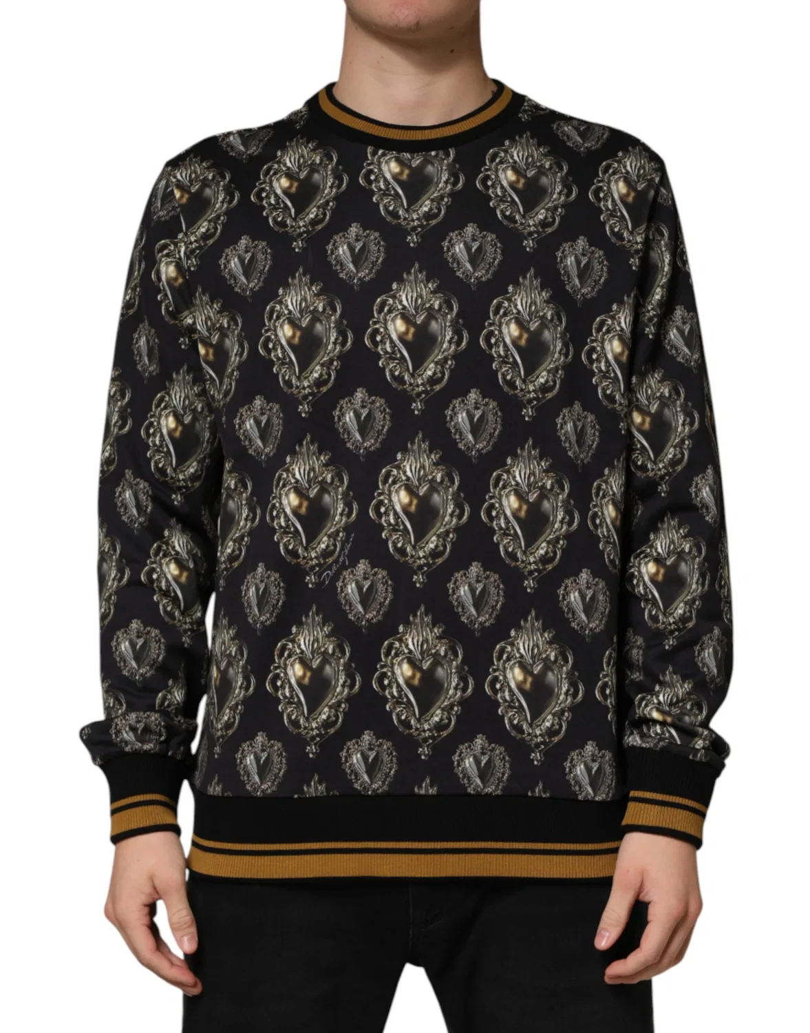 Мужской свитшот с принтом священных сердец Dolce & Gabbana, Black — фото 3