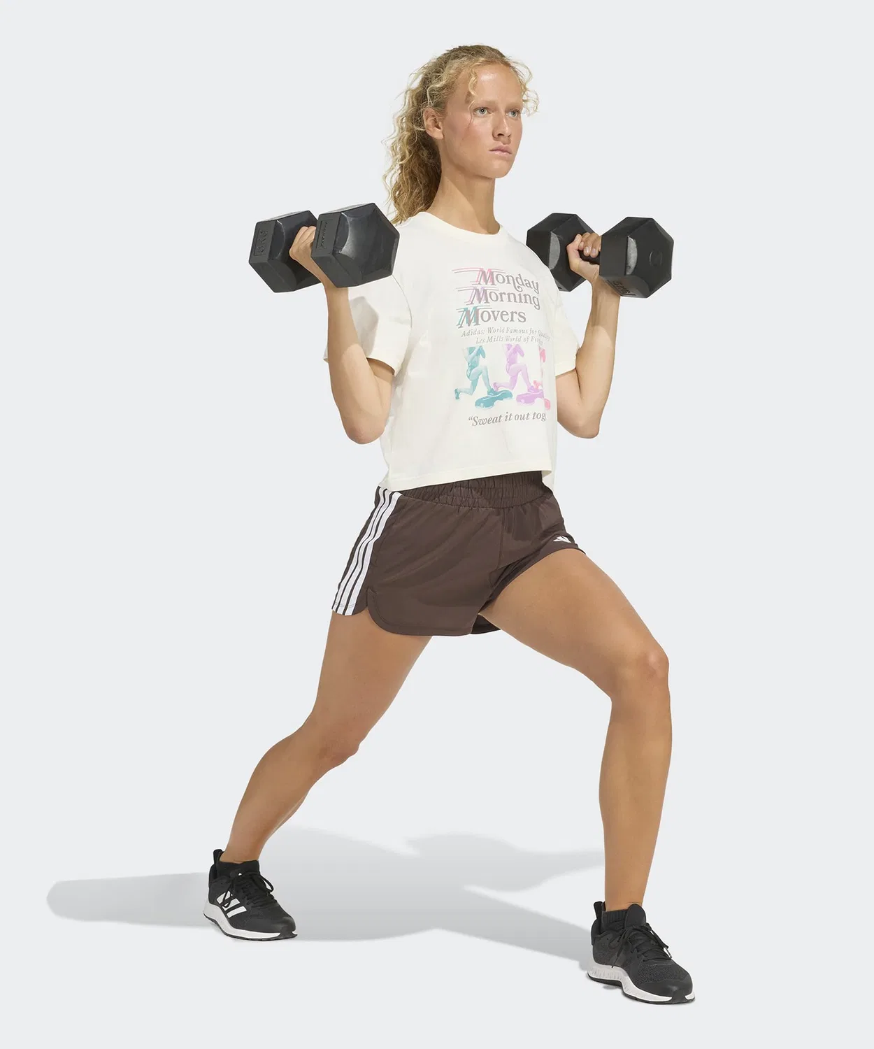 Женская футболка свободного кроя с принтом Les Mills Movers Graphic Adidas, Белый — фото 3