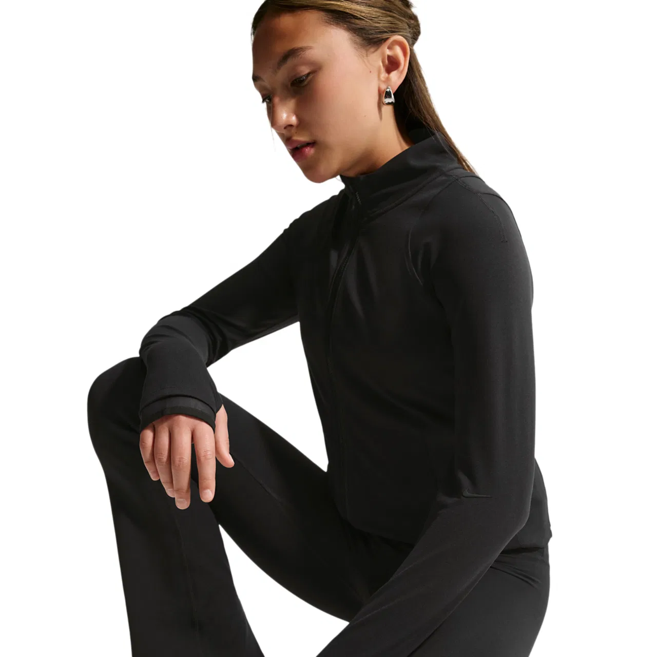 Детская футболка с длинным рукавом Nike Dri-FIT, Black/Black — фото 3