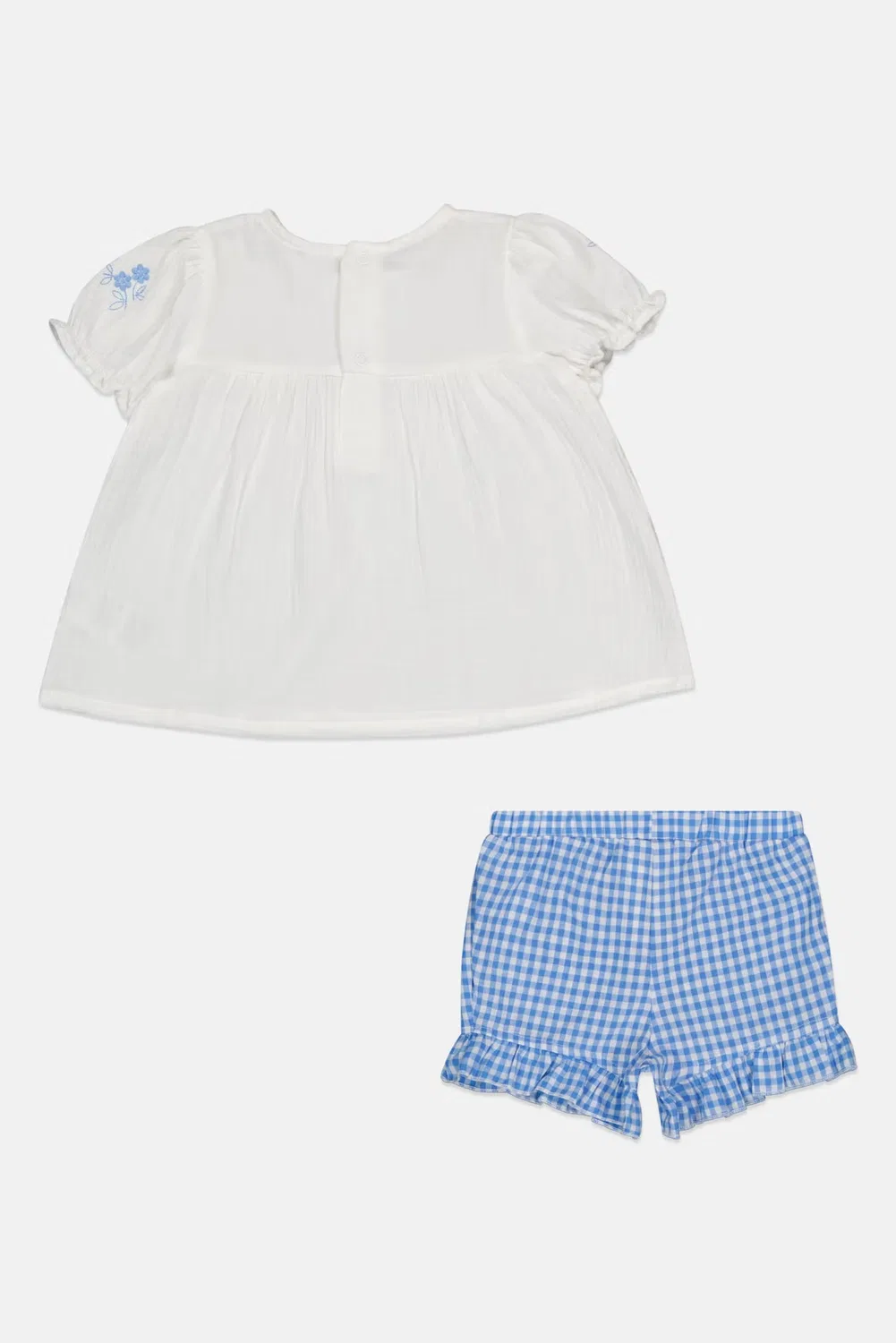 Комплект для девочки с клетчатым принтом из топа и шорт Baby Essentials, разноцветный — фото 3