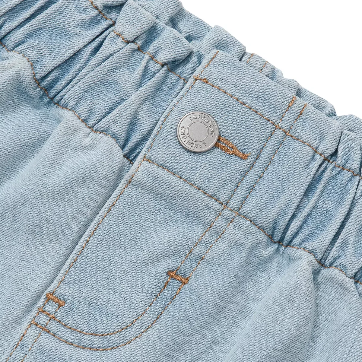 Детская юбка для девочек джинсовая Paperbag Denim Skirt Lands' End, Coastal Blue — фото 4