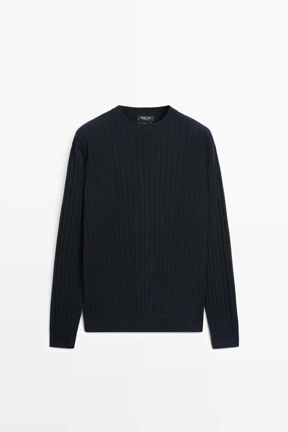 Свитер Massimo Dutti 100% Cotton Ribbed Knit, темно-синий — фото 2