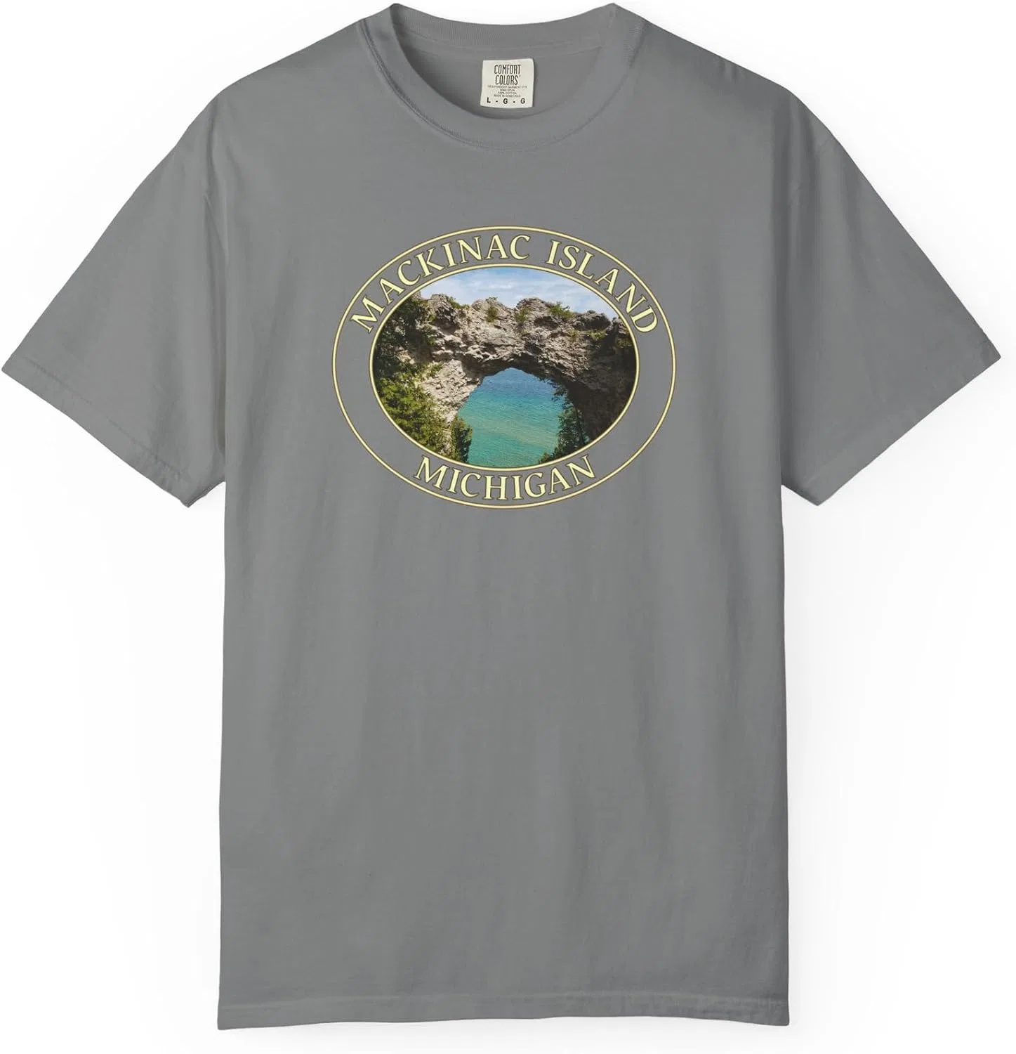 Футболка с принтом Arch Rock Mackinac Island Comfort Colors 1717, Grey