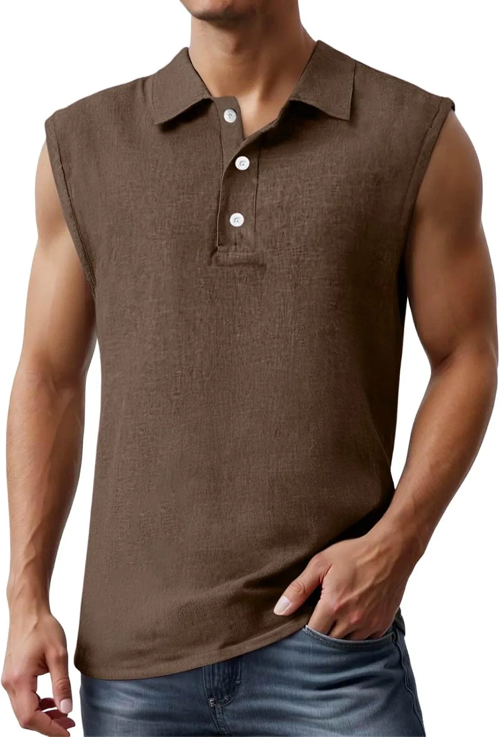 Мужская майка-борцовка с scoop neck, Coffee