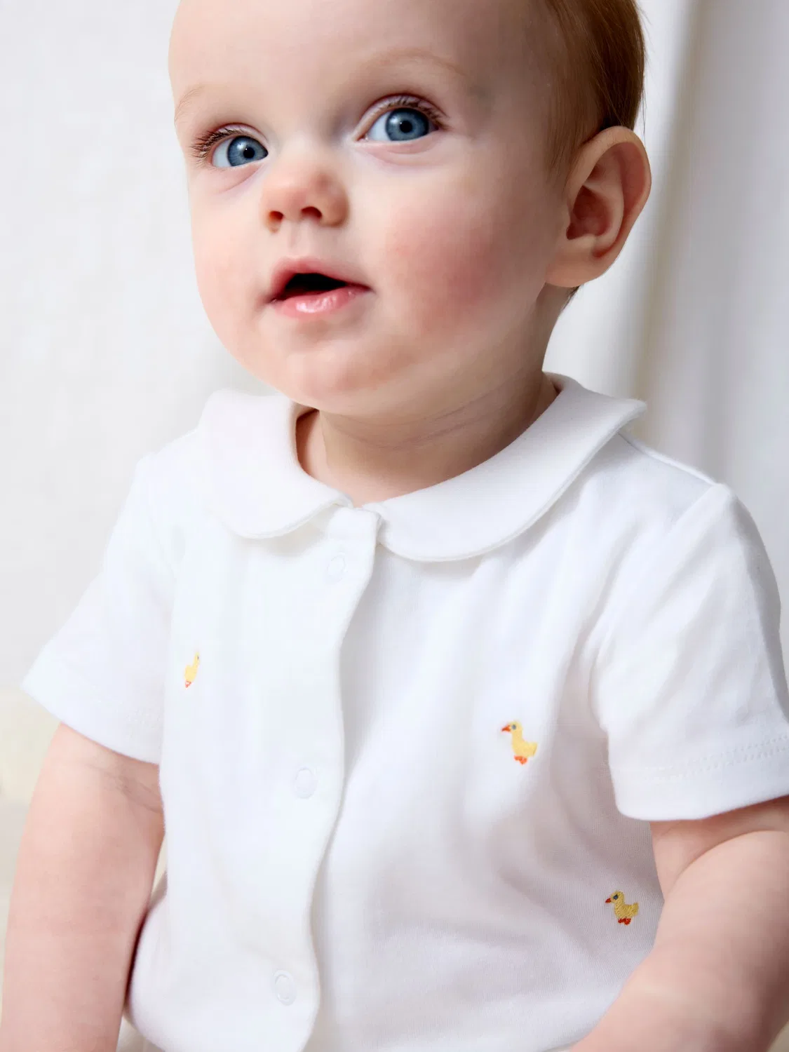 Слип с коротким рукавом, с вышивкой утенок Jojo Maman Bébé, белый — фото 2