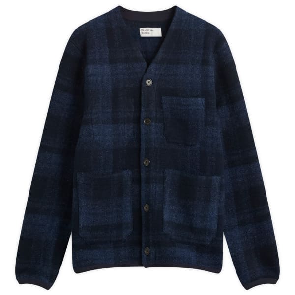 

Кардиган из флиса в клетку Moh Universal Works, темно-синий