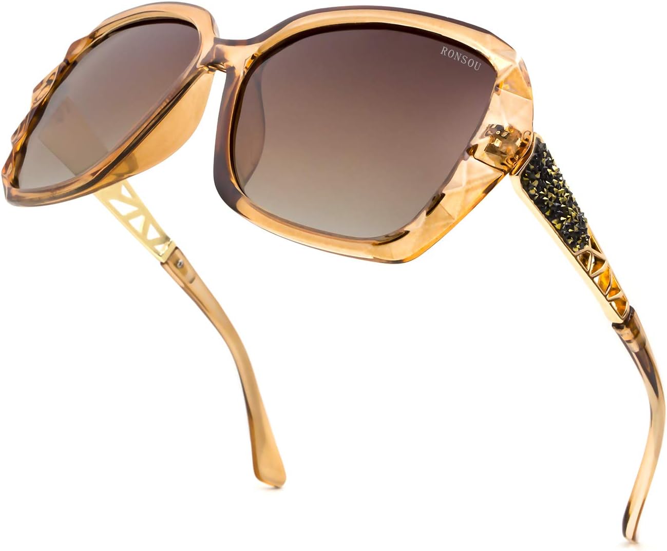 

RONSOU Модные солнцезащитные очки для женщин, увеличенного размера, поляризованные, с защитой от УФ-излучения, винтажные классические солнцезащитные очки для женщин, Coffee Frame Coffee Lens