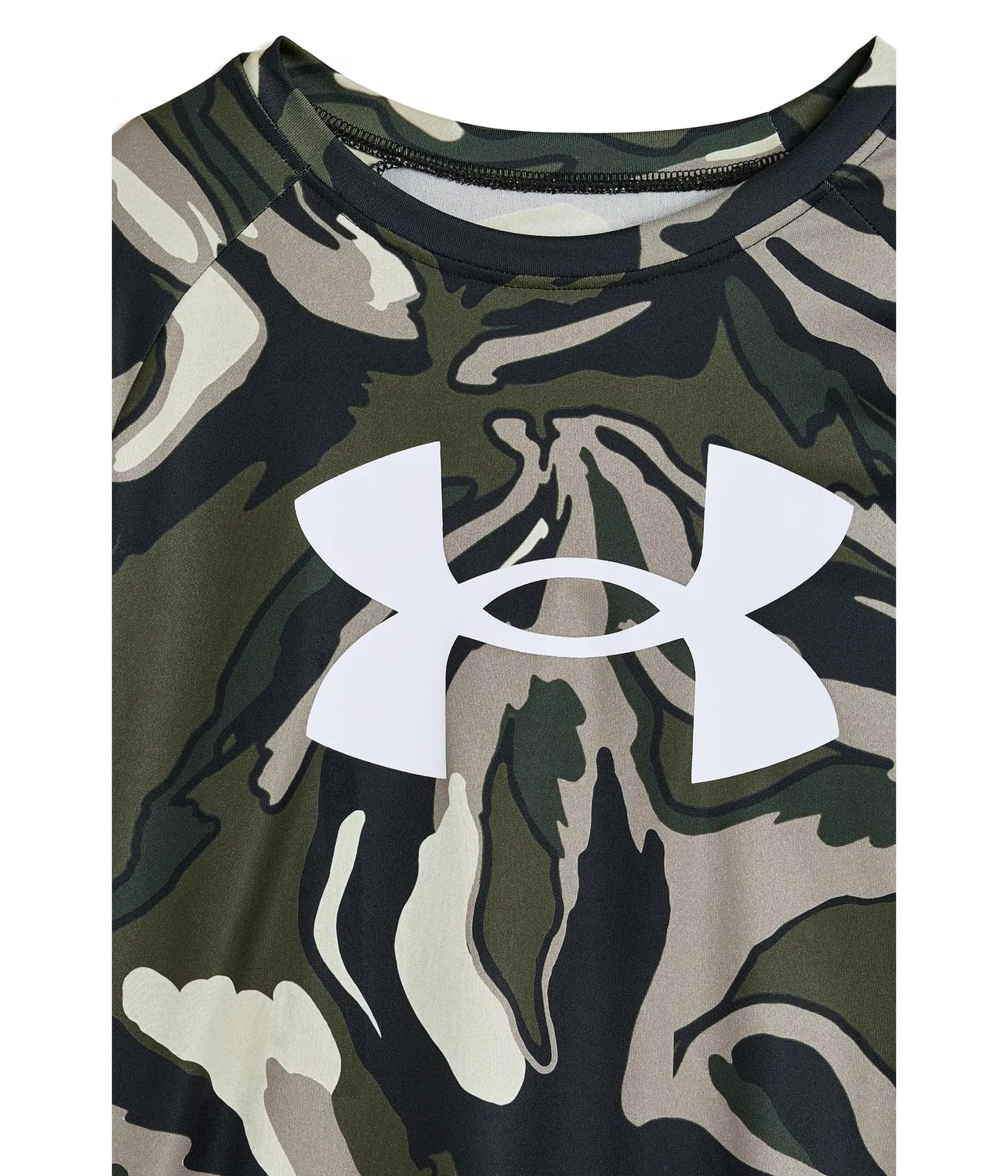 Футболка с коротким рукавом и большим логотипом Tech (для детей постарше) Under Armour Kids, Marine OD Green/White — фото 3