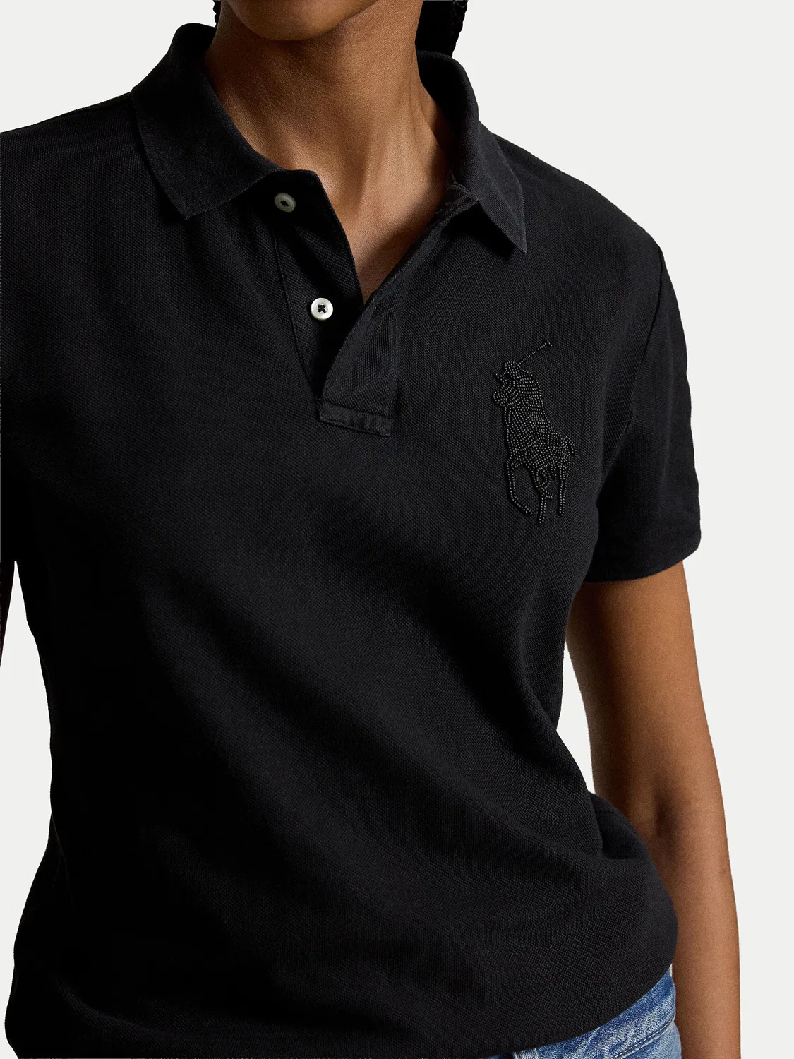 Женское поло классического кроя Polo Ralph Lauren, черный — фото 4