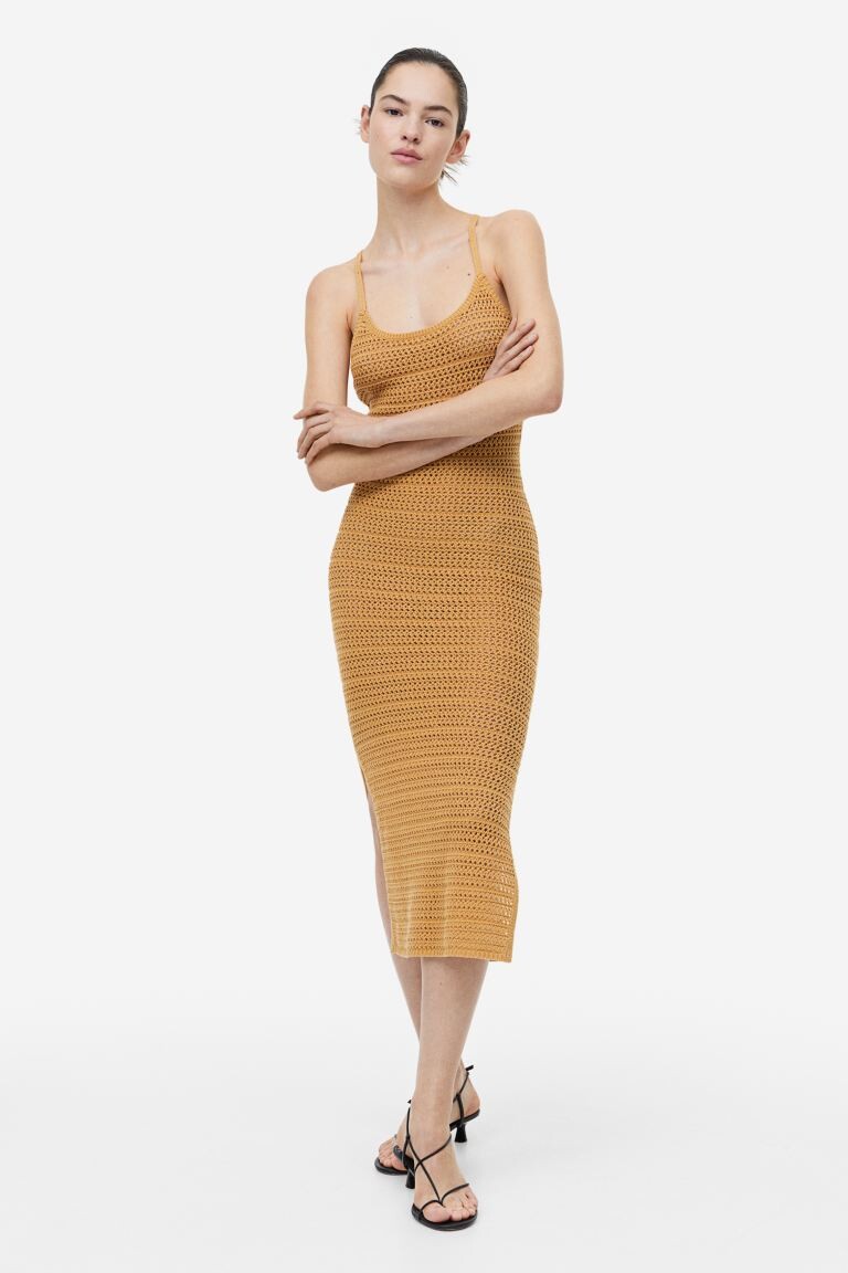 

Вязаное крючком платье H&M, горчица желтая