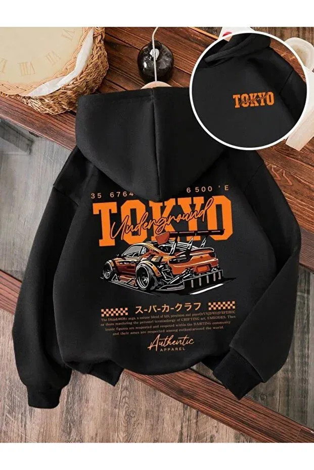 Детское худи с принтом для девочек No Plan, Tokyo Baskili
