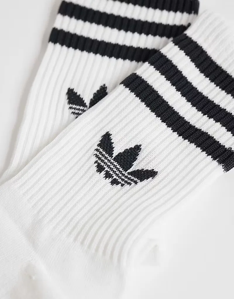 Набор из трех пар носков Adidas Originals с тремя полосками: черные, белые и розовые — фото 3