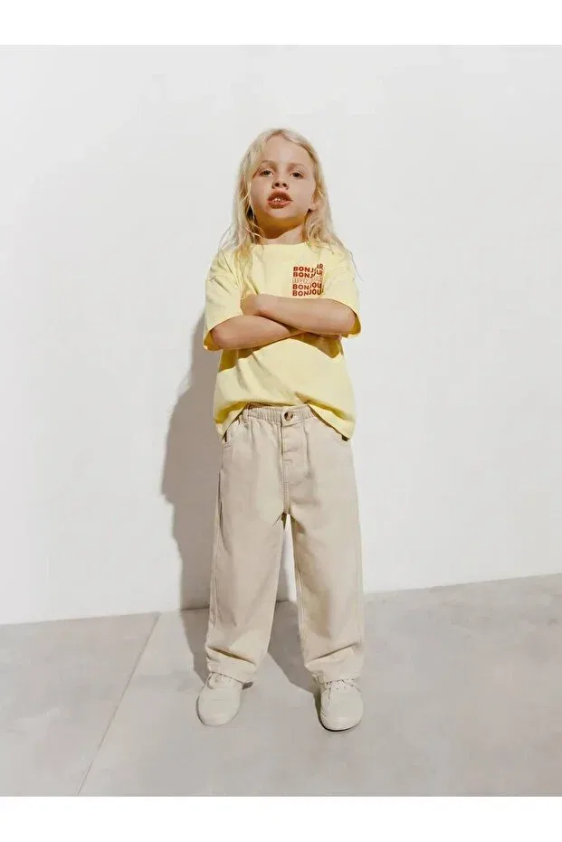 Детская футболка с принтом Bonjour Detail Nzm Kids, Yellow