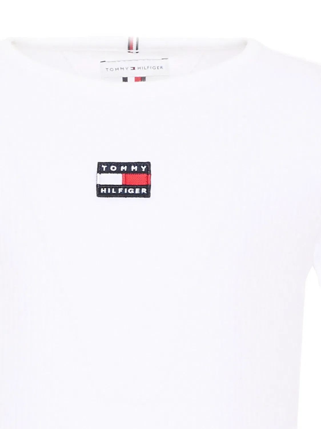 Футболка в рубчик с нашивкой-логотипом Tommy Hilfiger Junior, белый — фото 3