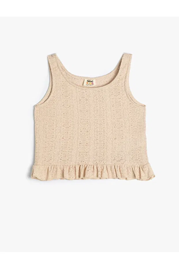 Детская майка для девочек текстильная Athlete strap textured round neck Koton, Ecru