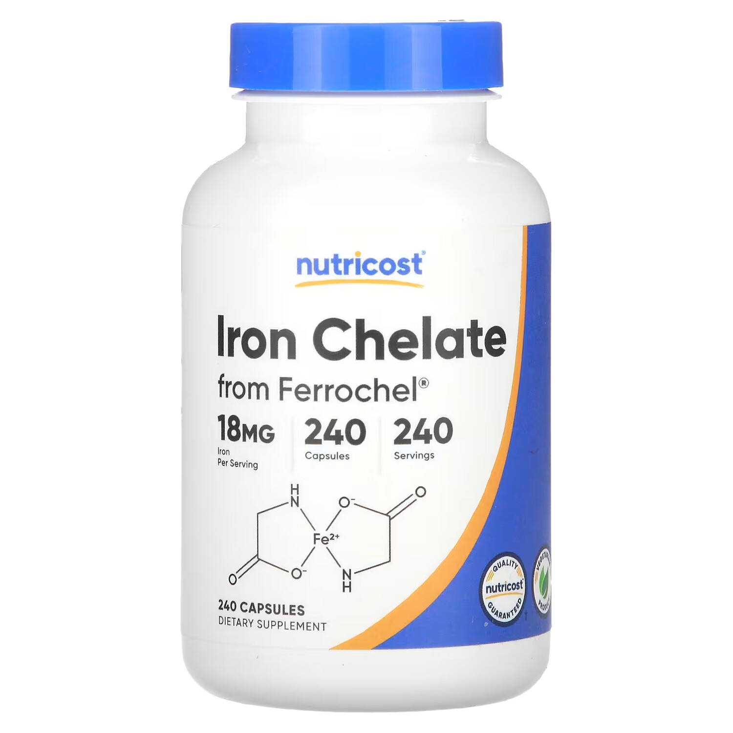 

Хелат железа Nutricost 18 мг, 240 капсул