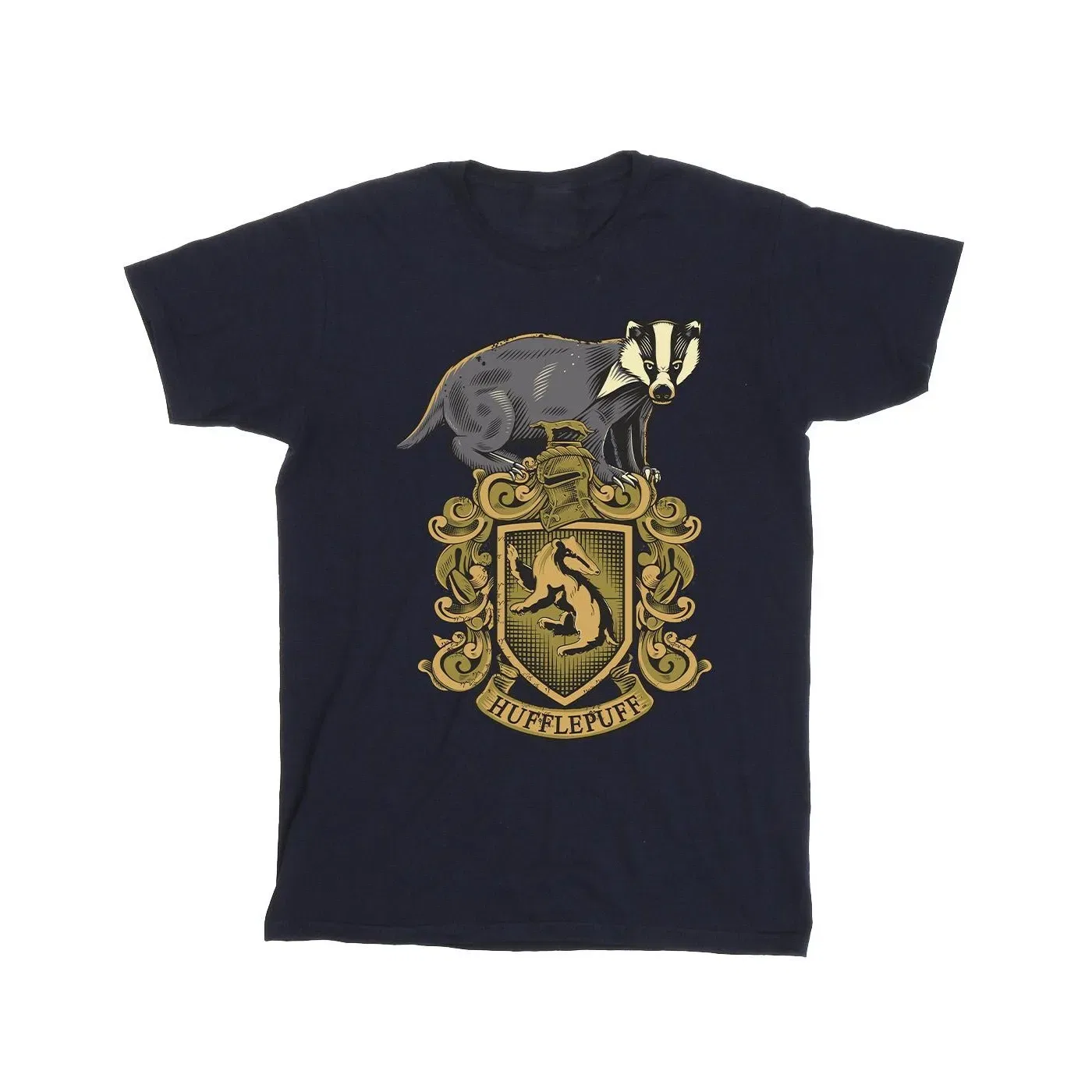 Футболка с принтом Hufflepuff Harry Potter, темно-синий — фото 2