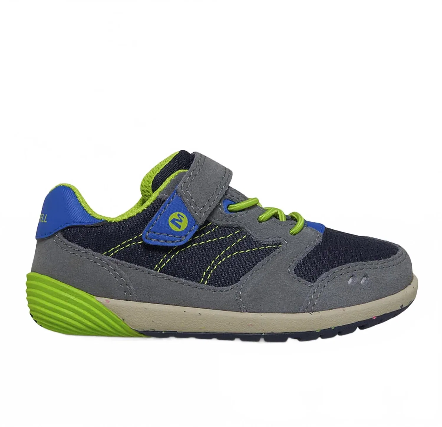 Детские кроссовки для мальчиков с застежкой-велкро Baresteps A83 MERRELL, Navy/Green — фото 2