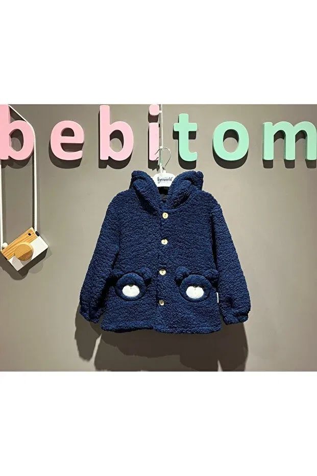 Детский кардиган из плюша Welsoft Unisex 12-24 months, Bebitomkids, Navy Blue
