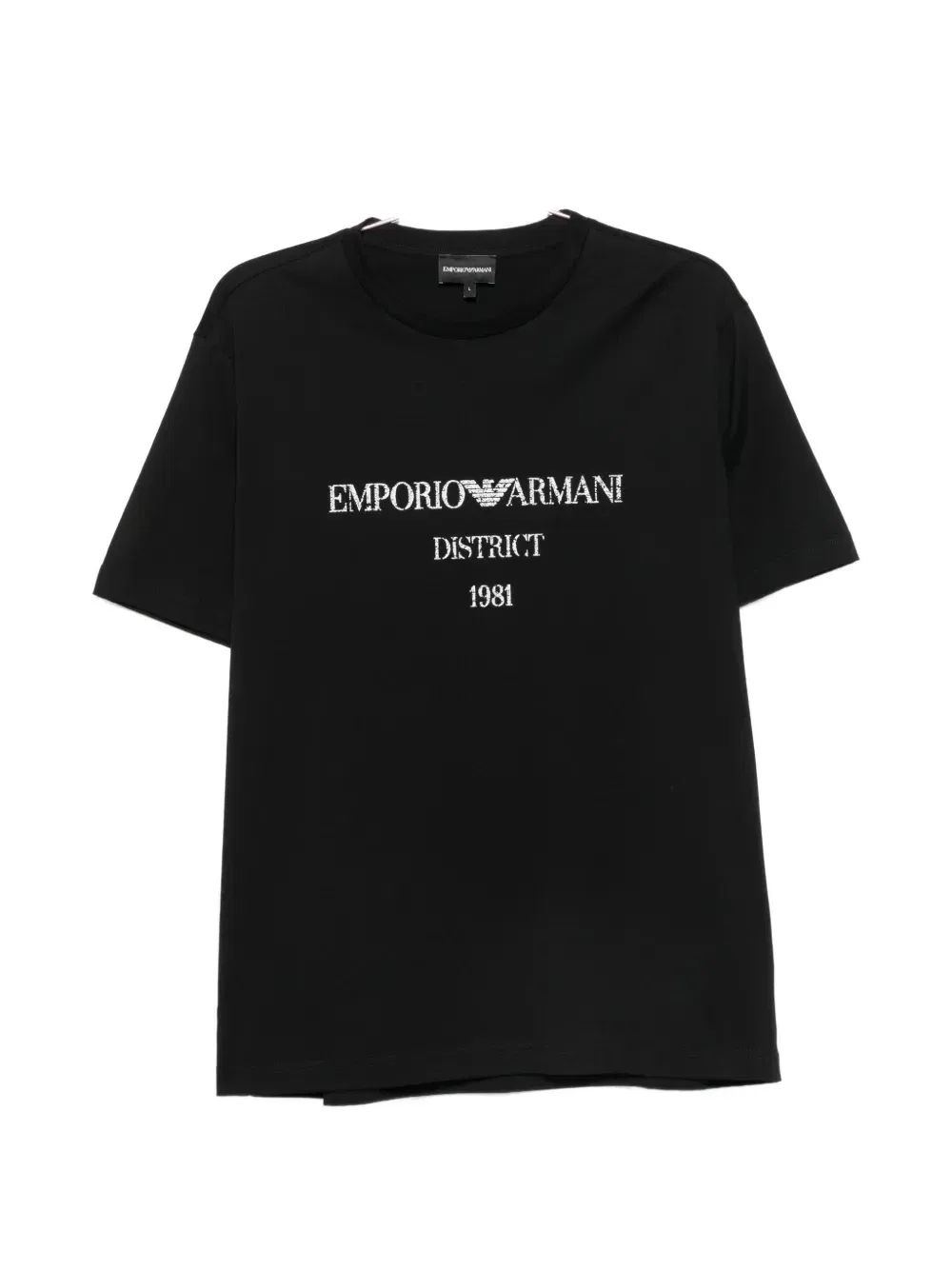 Футболка с круглым вырезом и логотипом Emporio Armani, черный